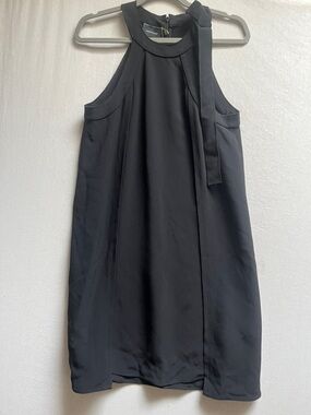 Longchamp Black Halter Drape Sleeveless Shift Dress XS
